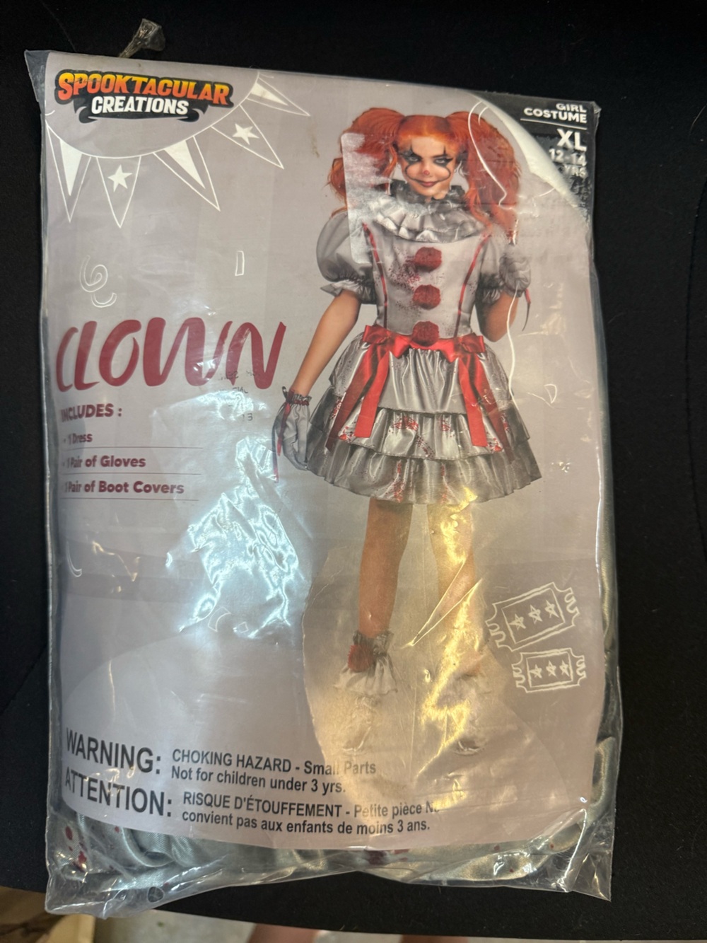 Spooktacular Creations Silver and Red Girls' Clown Costume (XL)